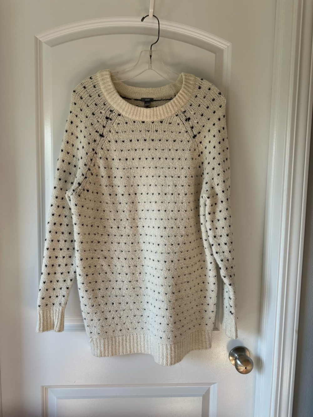 aerie Cream Crewneck Sweater with Black Dot Knit